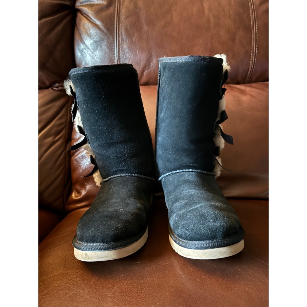 Koolaburra by UGG Victoria Tall Black Suede Bow Boots 1015875 Womens 7